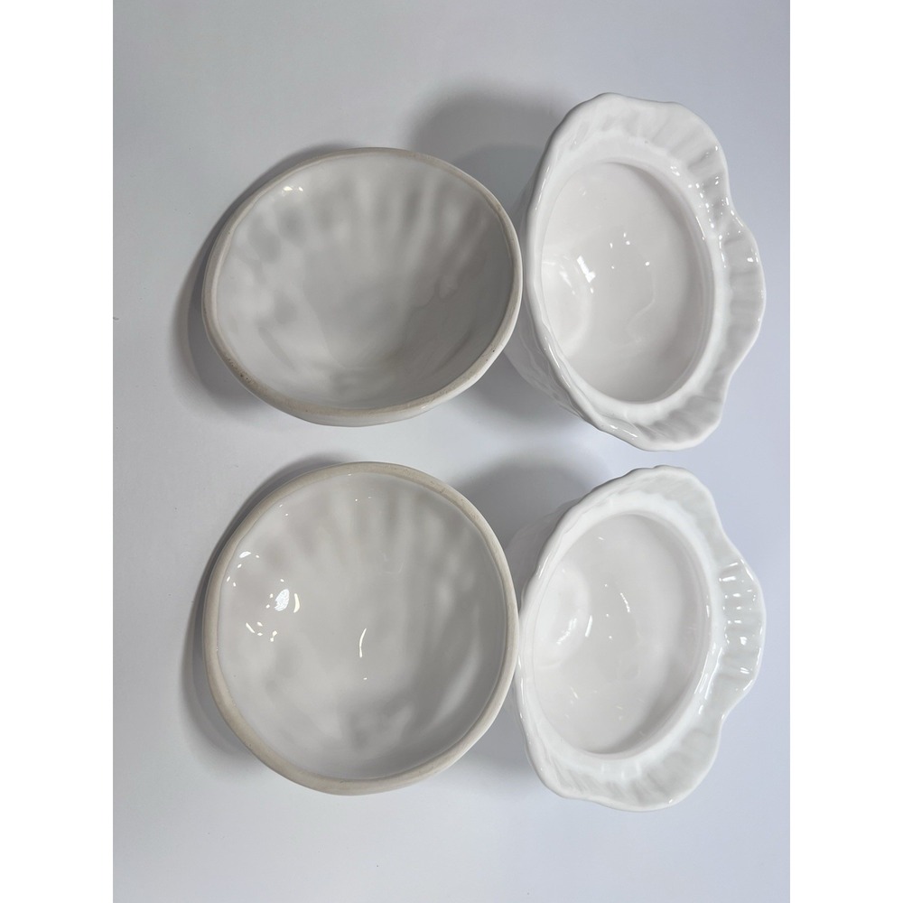 VTG OLFAIRE Portugal White Ceramic Shell Lidded Bowls Set Of 2- Coastal Cottage - Picture 5 of 15